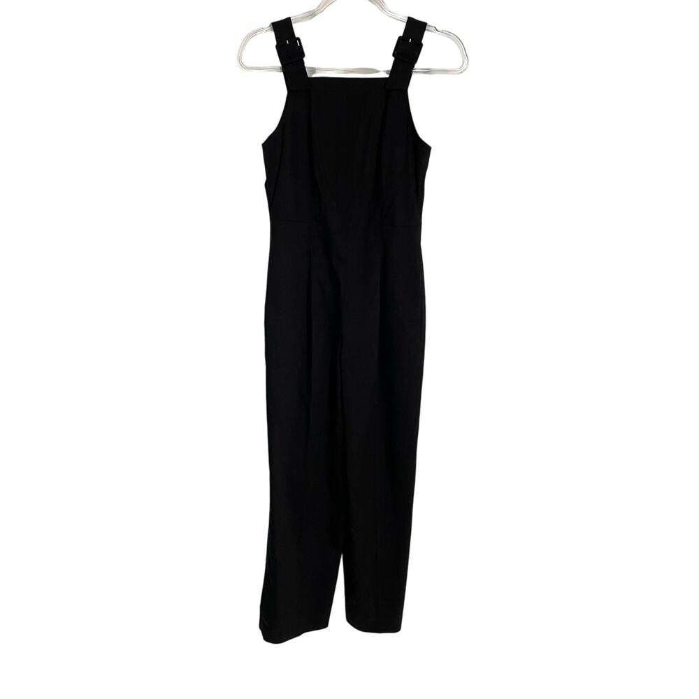 Club Monaco Women Self Buckle Jumpsuit Black Tank Cropped Pants Size 0 - Picture 1 of 7